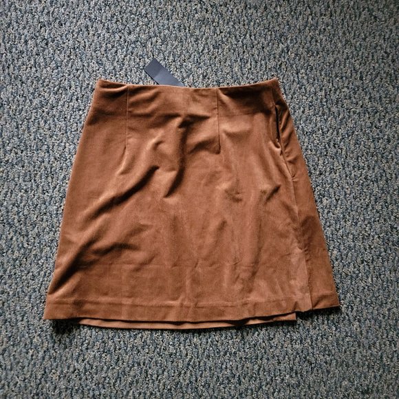 NWT Super Soft Banana Republic Brown Micro Suede Skirt Size 6 - Picture 6 of 9